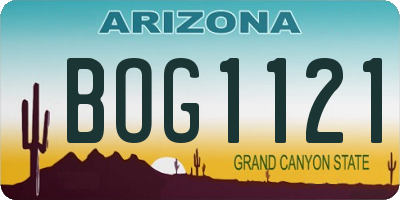 AZ license plate BOG1121
