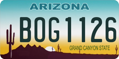 AZ license plate BOG1126