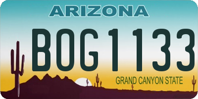 AZ license plate BOG1133