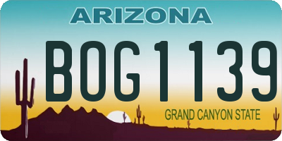 AZ license plate BOG1139