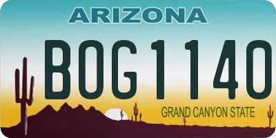 AZ license plate BOG1140