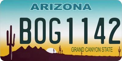 AZ license plate BOG1142