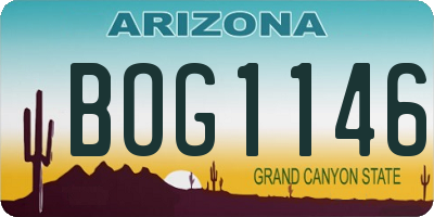 AZ license plate BOG1146