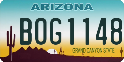 AZ license plate BOG1148