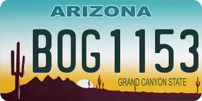AZ license plate BOG1153