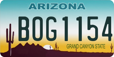 AZ license plate BOG1154