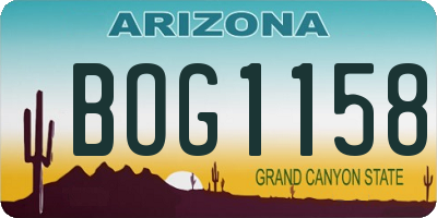 AZ license plate BOG1158