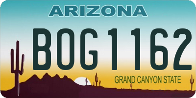 AZ license plate BOG1162