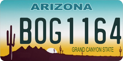 AZ license plate BOG1164