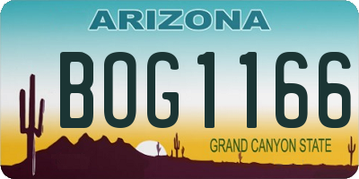 AZ license plate BOG1166