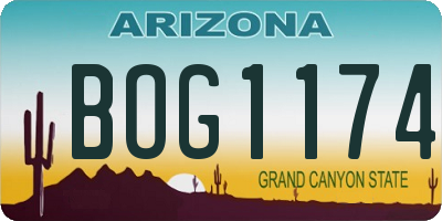 AZ license plate BOG1174