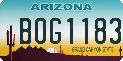 AZ license plate BOG1183