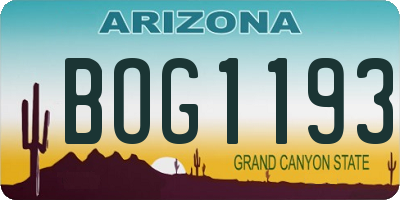 AZ license plate BOG1193