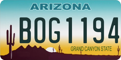 AZ license plate BOG1194