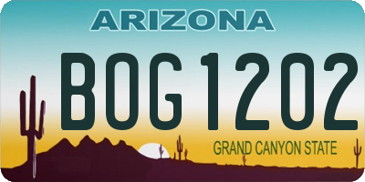 AZ license plate BOG1202