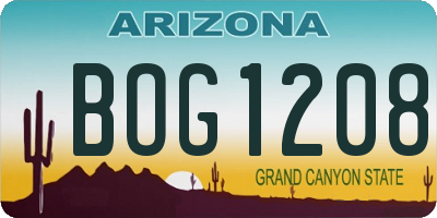 AZ license plate BOG1208