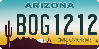 AZ license plate BOG1212