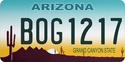AZ license plate BOG1217