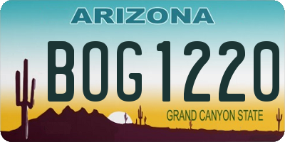 AZ license plate BOG1220