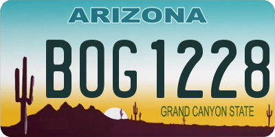 AZ license plate BOG1228