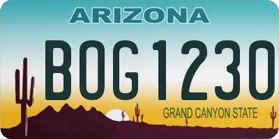 AZ license plate BOG1230