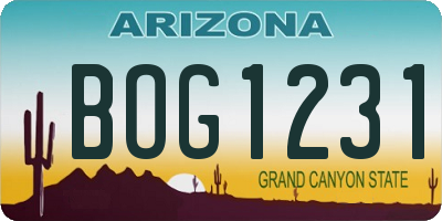AZ license plate BOG1231