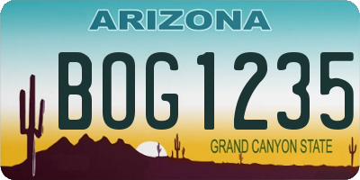 AZ license plate BOG1235