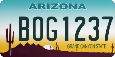 AZ license plate BOG1237