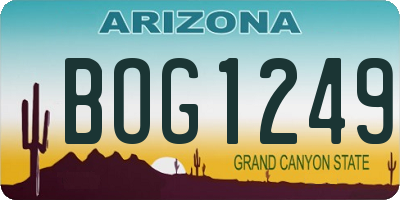 AZ license plate BOG1249