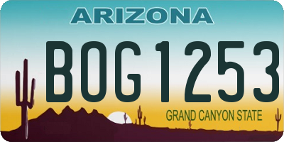 AZ license plate BOG1253