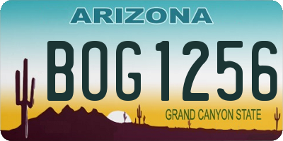 AZ license plate BOG1256