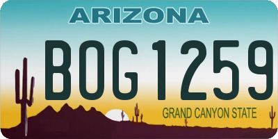 AZ license plate BOG1259