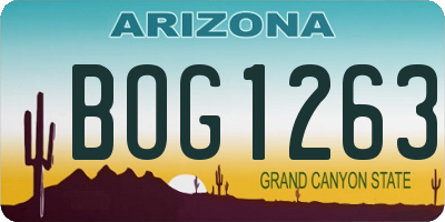 AZ license plate BOG1263