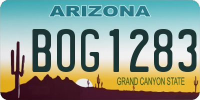 AZ license plate BOG1283