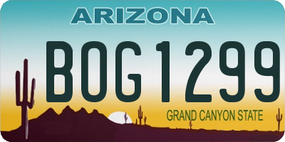 AZ license plate BOG1299