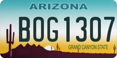 AZ license plate BOG1307
