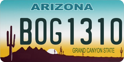 AZ license plate BOG1310