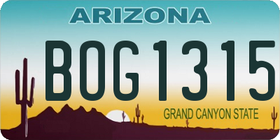 AZ license plate BOG1315