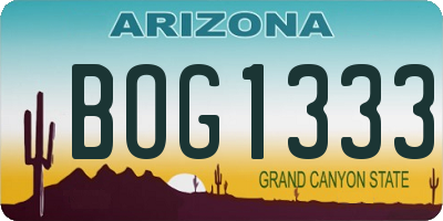 AZ license plate BOG1333