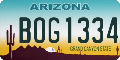 AZ license plate BOG1334