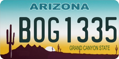 AZ license plate BOG1335