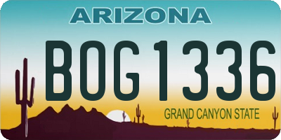 AZ license plate BOG1336