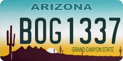 AZ license plate BOG1337