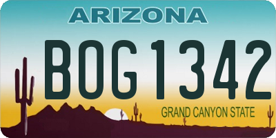 AZ license plate BOG1342