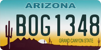 AZ license plate BOG1348