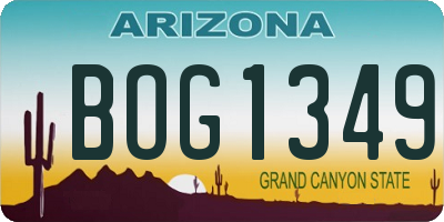 AZ license plate BOG1349