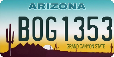 AZ license plate BOG1353