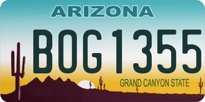 AZ license plate BOG1355