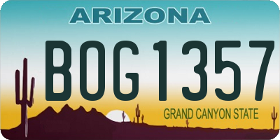 AZ license plate BOG1357