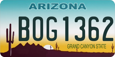 AZ license plate BOG1362
